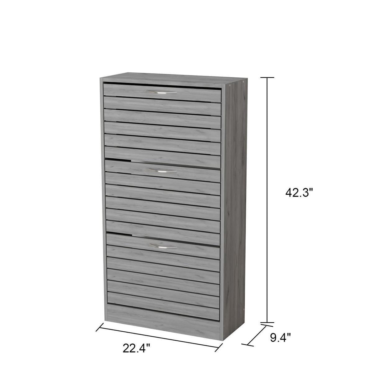 Homsee 3-Drawer Shoe Storage Cabinet with Louver Doors, 3-Tier Wood Shoe Rack Storage Organizer for Entryway, Grey (22.4”L x 9.4”W x 42.3”H) Homsee