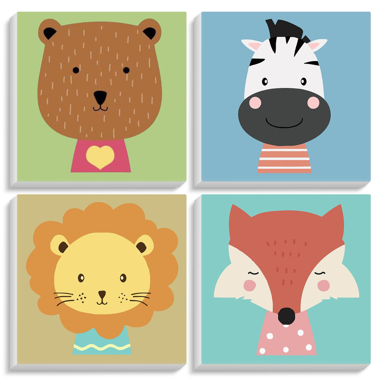 4 Pack Paint by Numbers Kit for Kids with Wooden Frame, Animals Easy Framed Paint by Numbers for Kids Age 4-8-12, DIY Simple Acrylic Oil Kids Painting by Numebrs Kit for Home Wall Decor (8x8 Inch) Offito