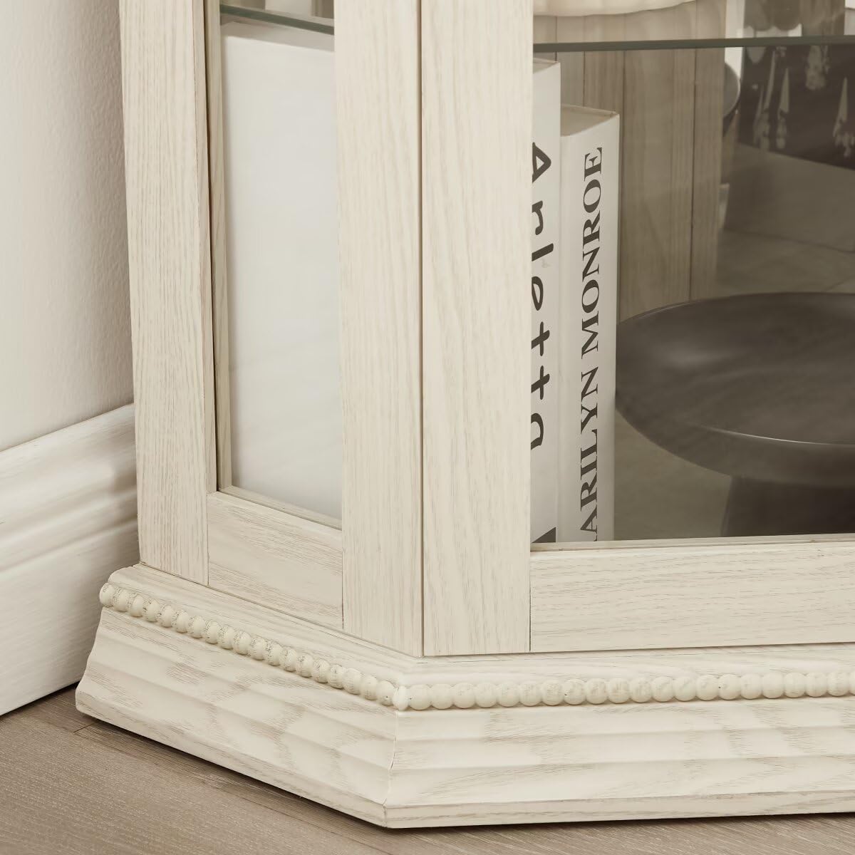 JIJIWANG 70" H Lighted Corner Curio Cabinet - Glass Display Shelf with Tempered Glass Doors, Adjustable Shelving, and Included Bead Bulb - Ideal Bar Cabinet for Home Decor-White JIJIWANG