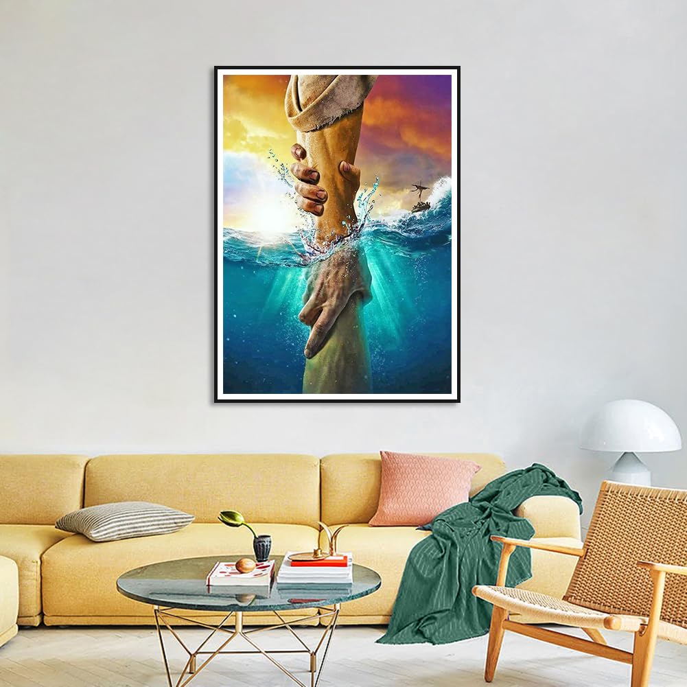 Acudotr Diamond Painting Kits for Adults, 5D DIY Diamond Art Kits for Beginners, Full Drill Diamond Painting Kits for Home Wall Decor, Helping Hand, 12x16 Inch Acudotr