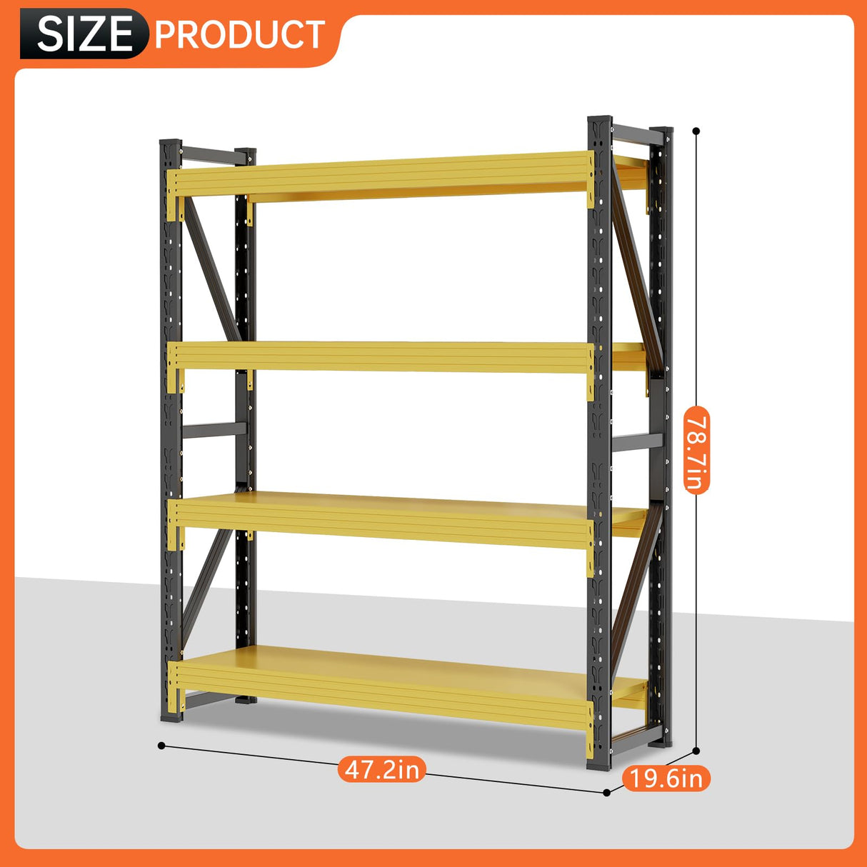 IYANEN 4000LBS Storage Shelves Heavy Duty, 48" W Metal Garage Shelving Units, 4 Tier Adjustable Shelf, Garage Storage Shelves Rack, Industrial Shelving for Warehouse, Basement,48" W x 20" D x 79" H IYANEN