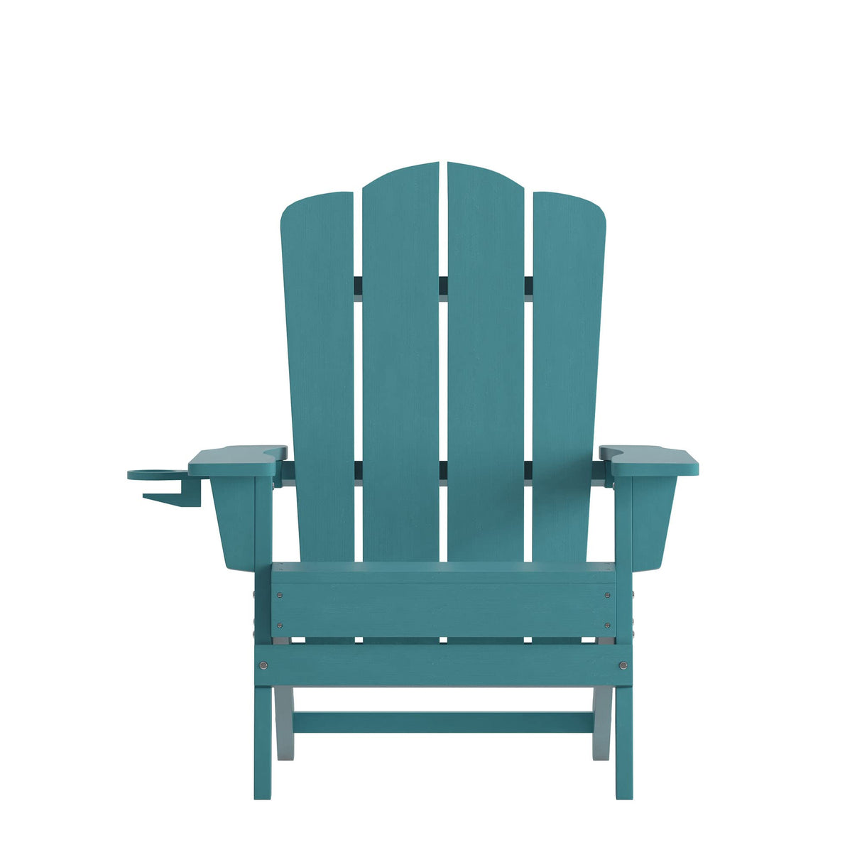 Flash Furniture Newport Adirondack Chair with Cup Holder, Weather Resistant Poly Resin Adirondack Chair, Blue Flash Furniture