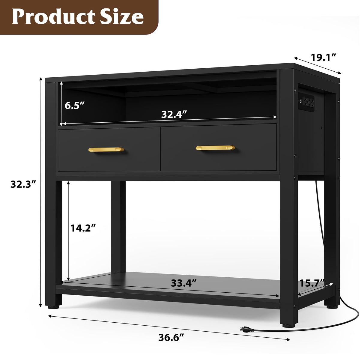 40-50 Gallon Aquarium Stand with Stable Metal Frame & Power Outlet, Heavy-Duty Fish Tank Stand with Waterproof Mat, 800LBS Capacity Storage Cabinet, Suitable for Turtle Tank, Reptile Terrarium, Black EOSVALO