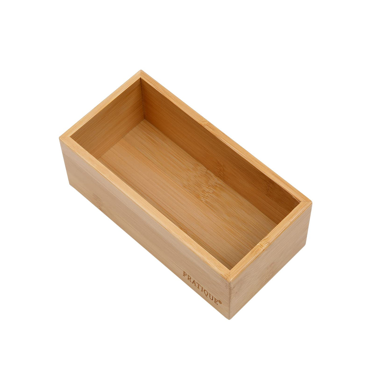 PRATIQUE Bamboo Drawer Organizer - Kitchen Utensil Organizer Silverware Tray Cutlery Holder,Office Desk Supplies and Accessories (5.9x3x2.6 inch) PRATIQUE