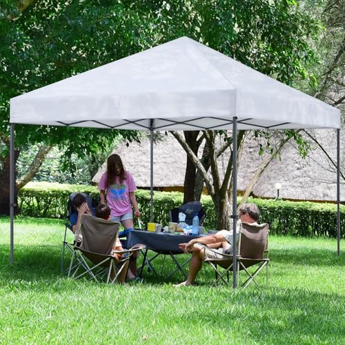 COOSHADE Durable Easy Pop Up Canopy Tent 12x12Ft (Silver White) COOSHADE