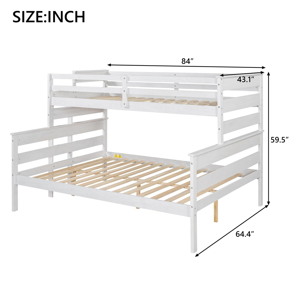 Harper & Bright Designs Detachable Design Twin XL Over Queen Bunk Bed with Ladder,Wood Twin-Over-Queen Bunk Bed Frame with Guardrail,Separated into 2 Beds(White) Harper & Bright Designs