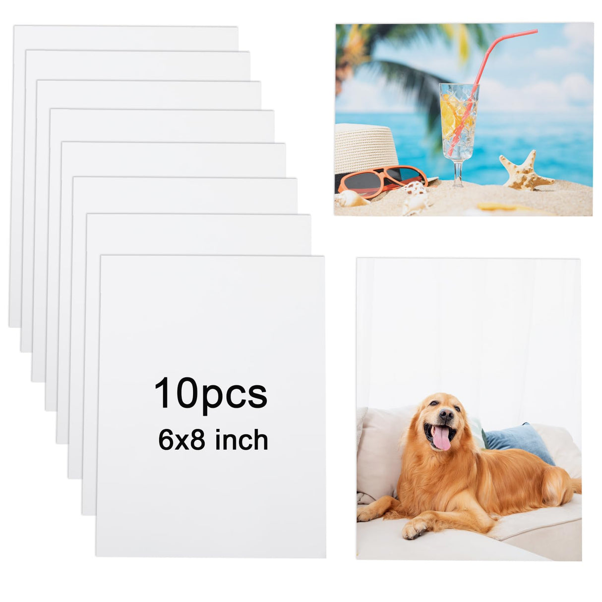 10 Pcs Sublimation Metal Photo Blanks 6"X8" X0.45mm Aluminum Photo Sign Blank Photo Metal Wall Sublimation Poster Frame Blanks (White) GEKIXUTP