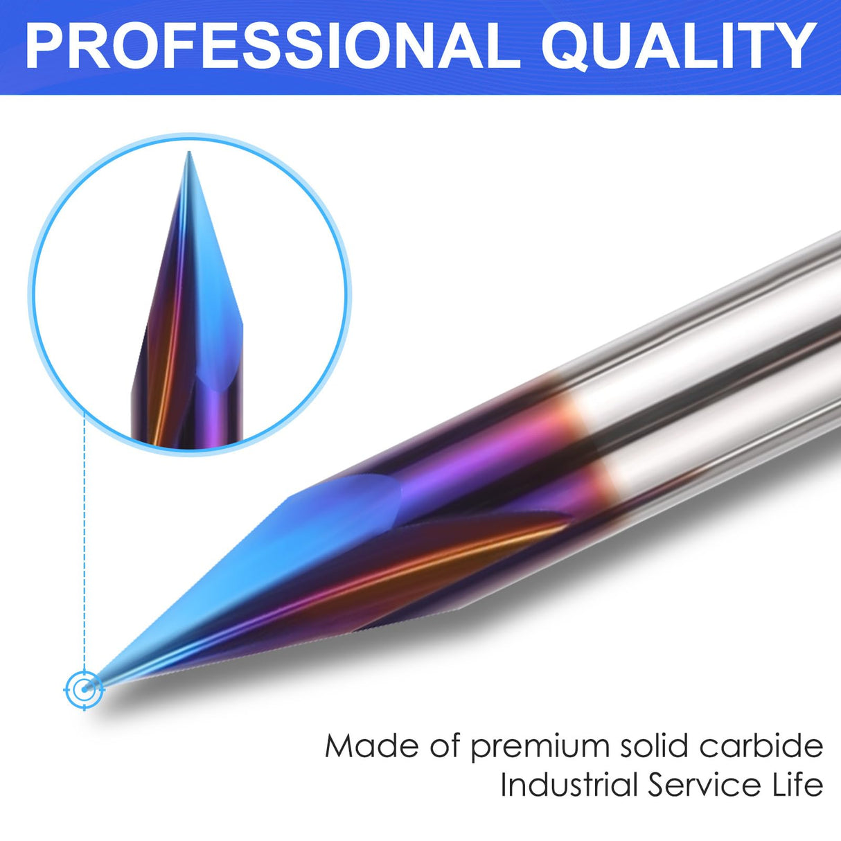 HQMaster 5PCS CNC Wood Carving Router Bits Set, 1/4'' Shank, 15° Detail Carving Liner+ 20° Profile bit+30°+60°+ 90° V Groove Router Bit Set HQMaster