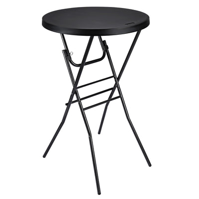Byliable Cocktail Table 28in High Top Round Folding Indoor Outdoor, Plastic Bar Height Foldable Bistro Tall Table for Party, Patio, Dining Room, Kitchen, Events, Removable Locking Legs, Black
