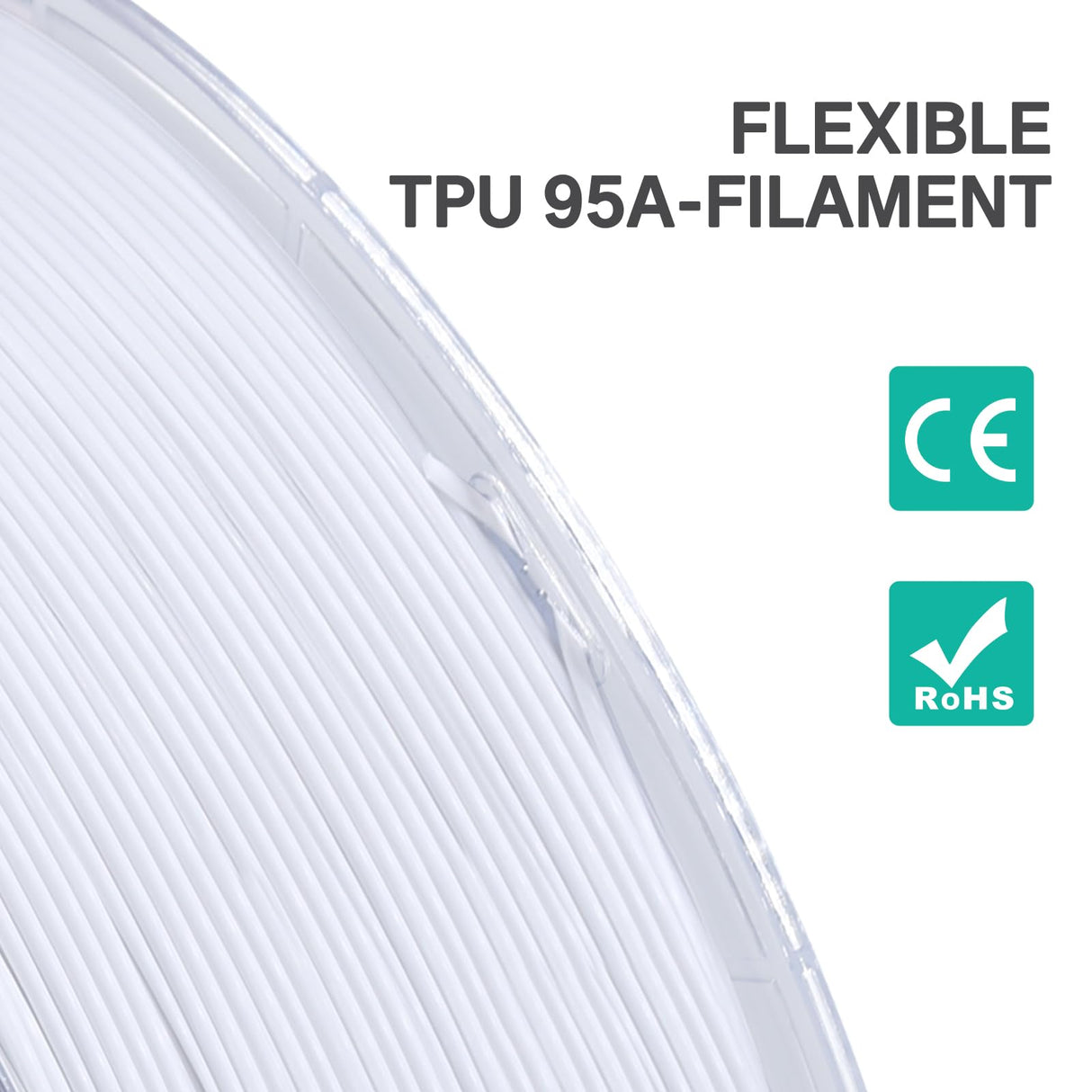 YXPOLYER TPU Filament 1.75mm 1kg 2.2lbs Soft Flexible Filament TPU 95A, 3D Printing Filament with PC Transparent Spool for Most 3D Printers and Industrial-Grade Functional Prints yxpolyer