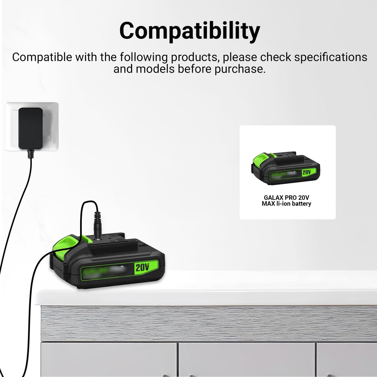 20V Lithium Battery Charger Compatible with Galax PRO Cordless Mini Circular Saw 96504 96505 95307 D6001 and More, 20V Charger Power Adapter Replacement for 91140, Power Supply White 1.5M OatXtorpor