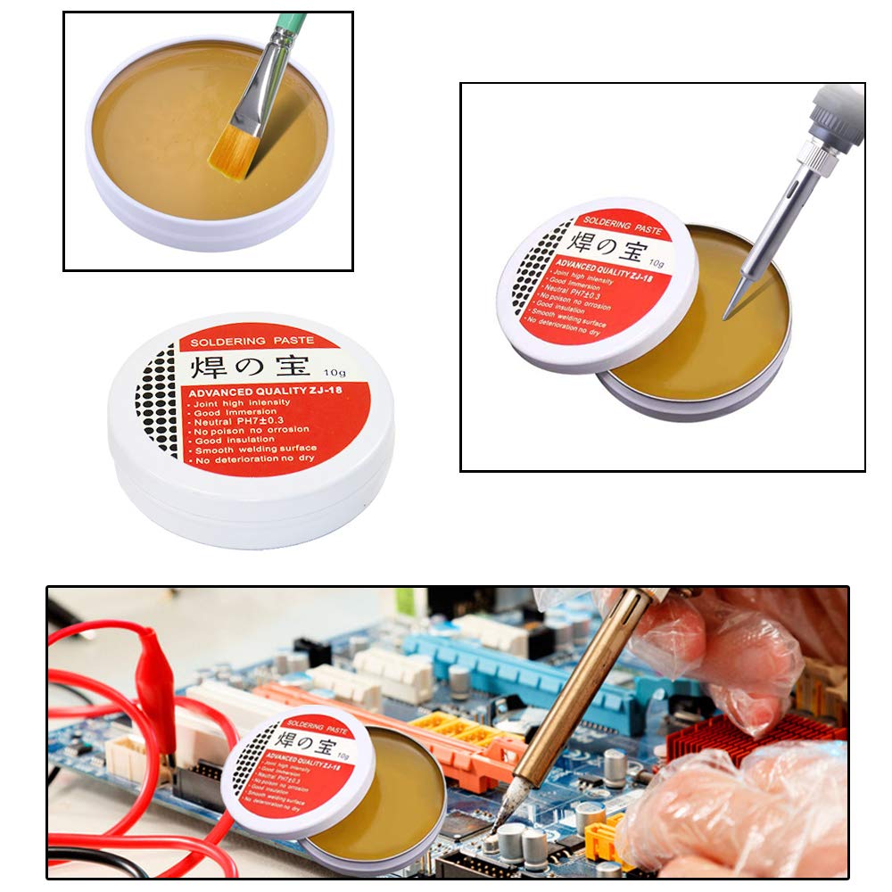 4-in-1 welding tool set, soldering iron tip cleaner + 0.6mm solder wire (1.76 oz / 50 g) + Rosin Solder Flux Paste (0.35 oz / 10 g), no-clean soldering core (2.0mm, 29.5 inches) YCD
