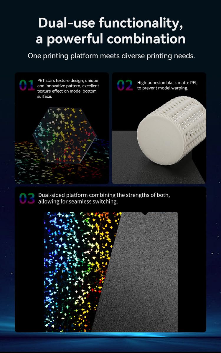 Creality Double-sided Printing “Stars” Platform 235*235mm (Glossy PET + Coated PEI), Without soft magnetic sticker, 3D Printer Platform for K1/Ender-3 V3/SE/KE/S1/3 S1Pro/3/3 Pro/3S/3V2/5/5S/5Pro Lokkr
