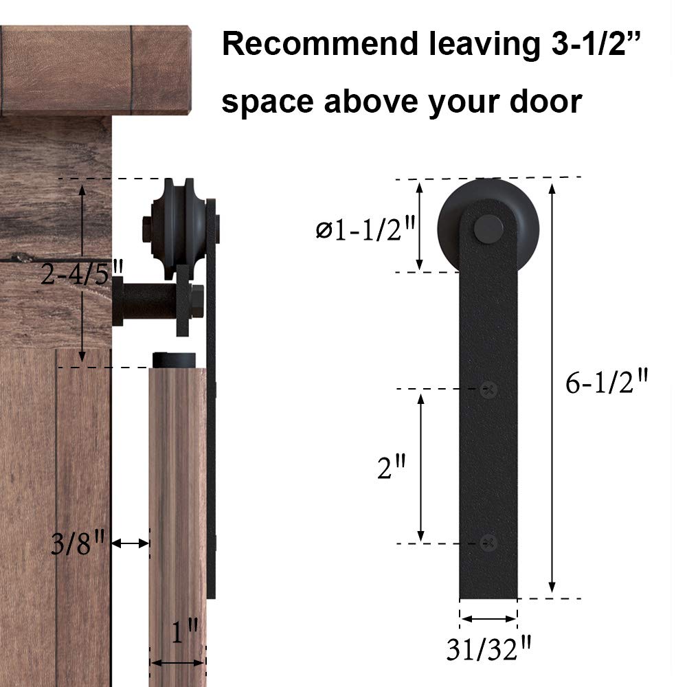 WINSOON 4FT Super Mini Sliding Barn Door Cabinet Hardware Kit for Single Door TV Stands Small Wardrobe Cabinets, I Shape Hanger (NO Cabinet) WINSOON