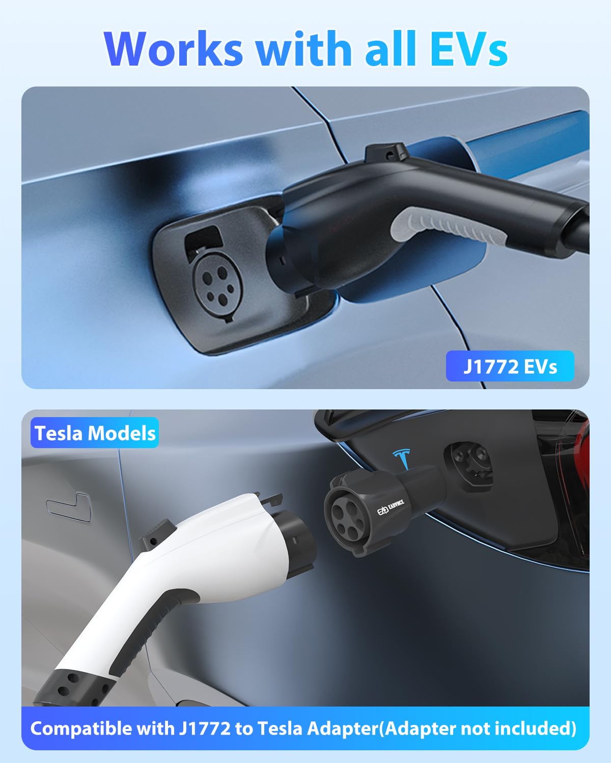 EVDANCE EV Charger Extension Cable, J1772 Extension Cable 40A 30FT Charging Cord for Electric Vehicle 110V-240V Compatible for All SAE J1772 Chargers (40A - 30FT) EVDANCE