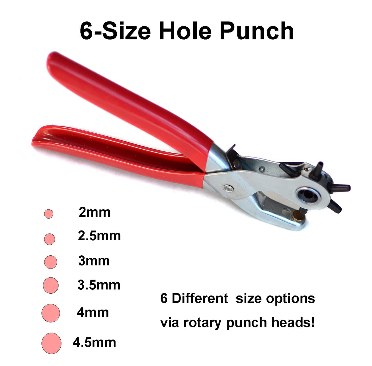 Leather Hole Punch,9" Belt Hole Puncher for Leather Heavy Duty, 6 Size Revolving Leather Belt Hand Hole Puncher (6 Size Revolving Leather Hole Puncher) YYaaloa