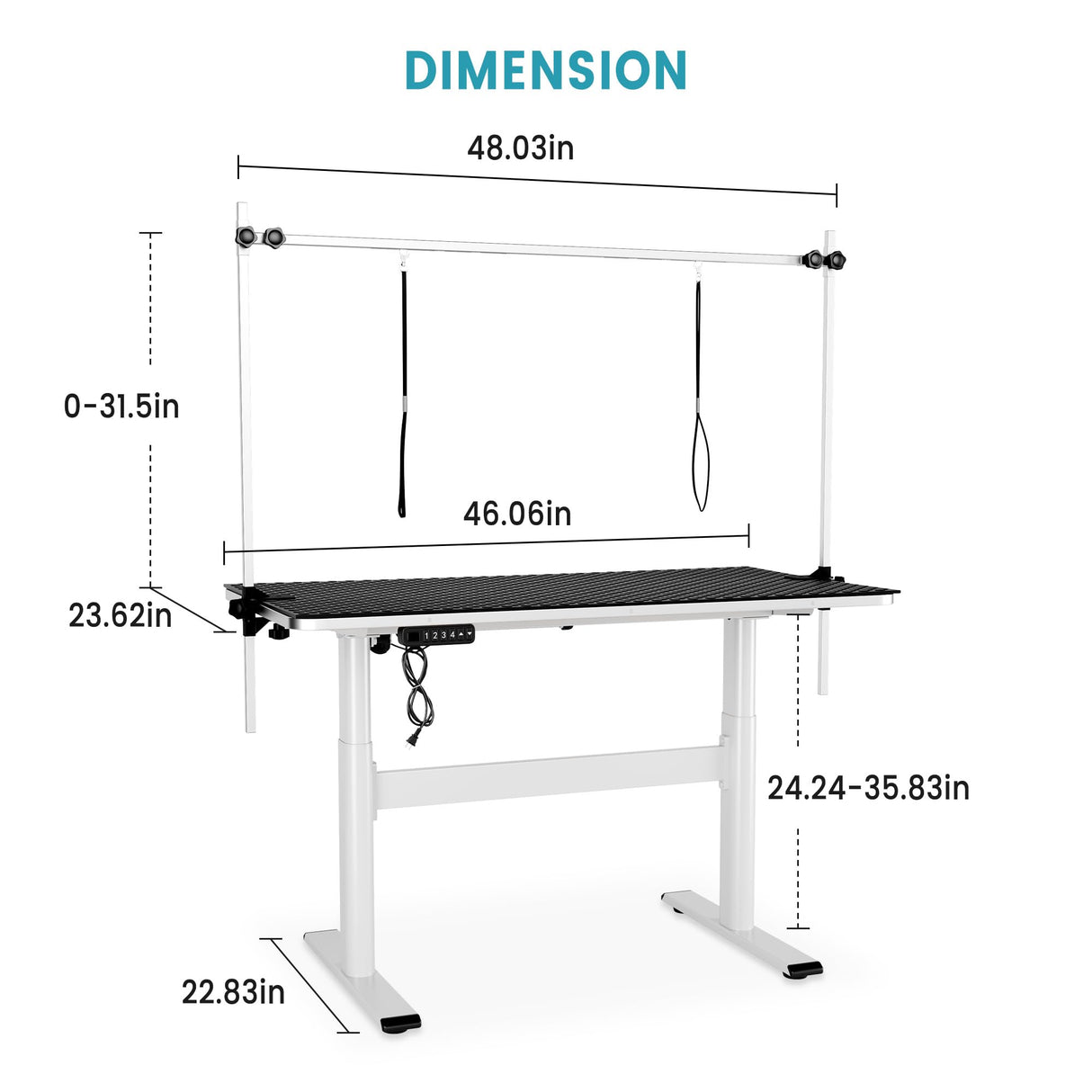 Garveelife Electric Dog Grooming Table, 46" Heavy Duty Pet Grooming Table w/Table Top & Overhead Arm Height Stepless Adjustable GarveeLife