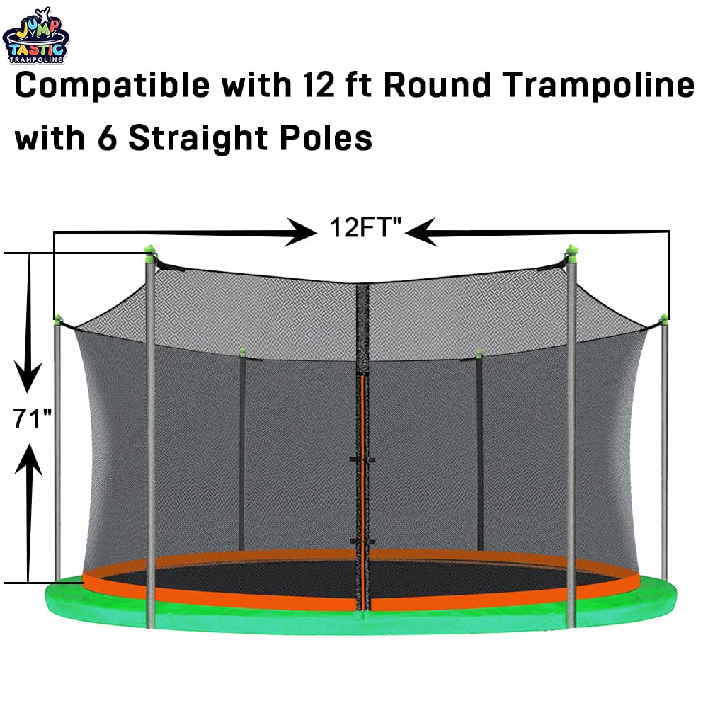 Jump Tastic Trampoline 12Ft Trampoline Net Replacement, Round Safty UV-Resistant Weather-Resitant Breathable Durable Trampoline Net Replacement Enclosures(Not Include Poles) Jump Tastic Trampoline
