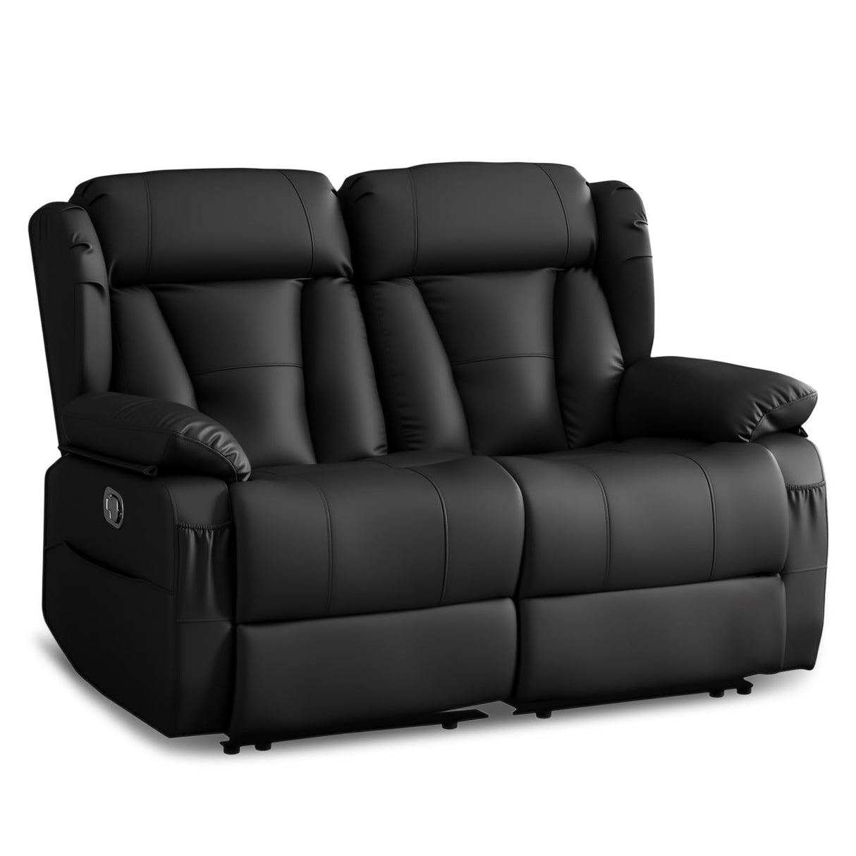 WISHDEER 58.3" Reclining Loveseat Sofa, RV Loveseat Recliner Couch - Home Theater Seating with Side Pockets for Living Room, Manual RV Recliners for Travel Trailers (Black, Loveseat) WISHDEER