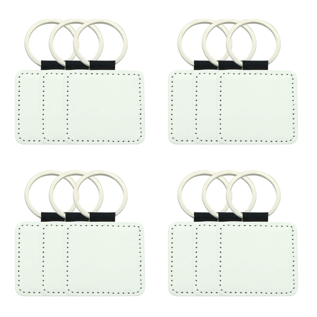 12 Pcs Sublimation Blank Keychains,PU Leather White Keychains Ornament Pendants for Man Women Crafts Heat Transfer (Square) Jippedea