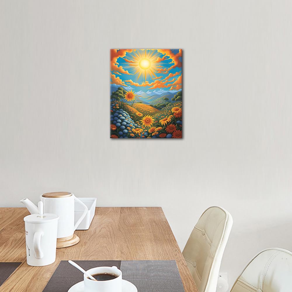 TUMOVO Paint by Numbers for Adults Beautiful Landscape Paint Number Kits Sunset in The Sky with Clouds and Rays of Light Adult Paint by Number Kits DIY Oil Painting Kits, 16 x20 Inch TUMOVO