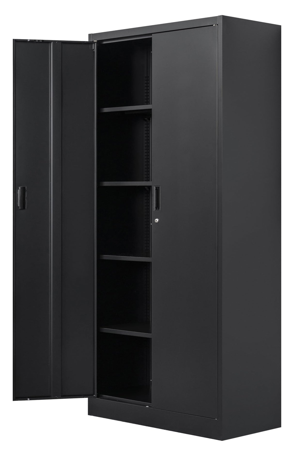 Metal Storage Cabinet, Locking Cabinet with Adjustable Shelves, 18" D x 36" W x 72" H Garage Storage Cabinets for Home, Office, Warehouse- Black Wanfu