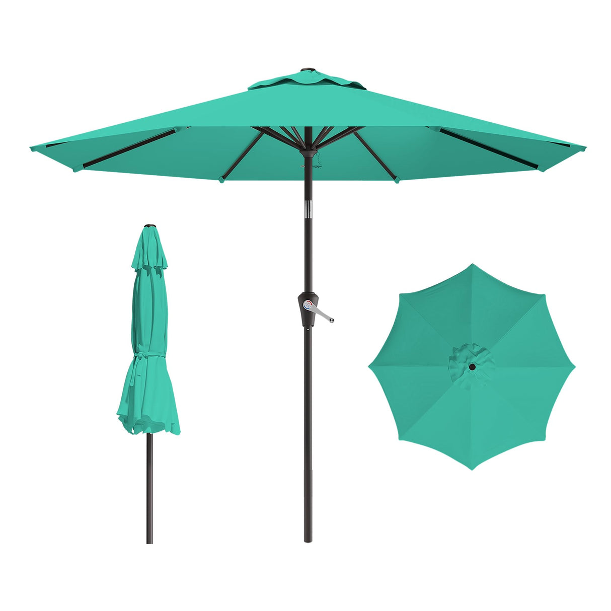 AreShark 10 FT Patio Umbrella for Outdoor, Outdoor Table Umbrella with Push Button Tilt and Crank, Outdoor Patio Umbrellas with 8 Sturdy Ribs, Patio Umbrellas for Market, Garden, Pool (Cerulean) AreShark