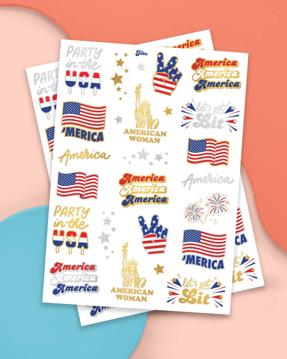 xo, Fetti Fourth of July Decorations Tattoos - 34 styles | Red White and Blue Party Supplies, 4th of July, USA Flag, Memorial Day, Independence Day, Labor Day xo, Fetti