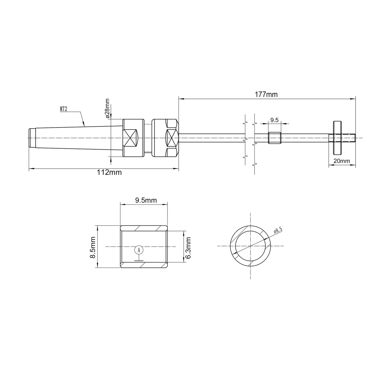 BMWOOD Pen Mandrel with MT2 Adaptor for Woodlathe Pen Making. BMWOOD