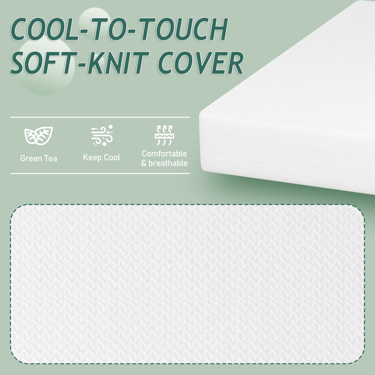 PayLessHere 10 Inch Twin Mattress Green Tea Memory Foam Mattress CertiPUR-US Certified,Medium-firm mattress,Removable Soft Cover,Fiberglass Free,Twin mattresses for Bed Frame, Bunk Bed, Trundle, White PayLessHere