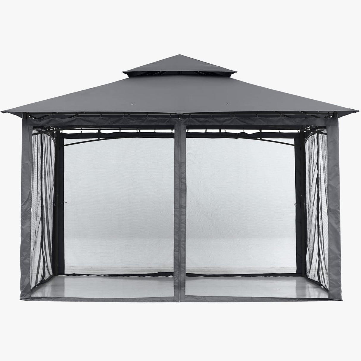 ABCCANOPY Gazebos for Patios 10x12 - Outdoor Steel Frame Gazebo with Mosquito Netting for Lawn Backyard Garden Deck (Dark Gray) ABCCANOPY