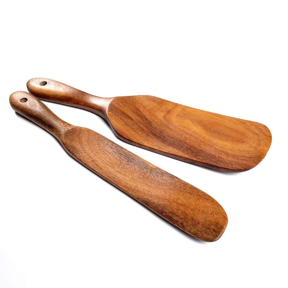 Spurtle Set, Natural Acacia Wooden Kitchen Utensils Set of 4, Wooden Spoons Utensils for Cooking, stirring, Mixing, Serving, spurtles kitchen tools as seen on tv for NonSick Cookware TEZZ