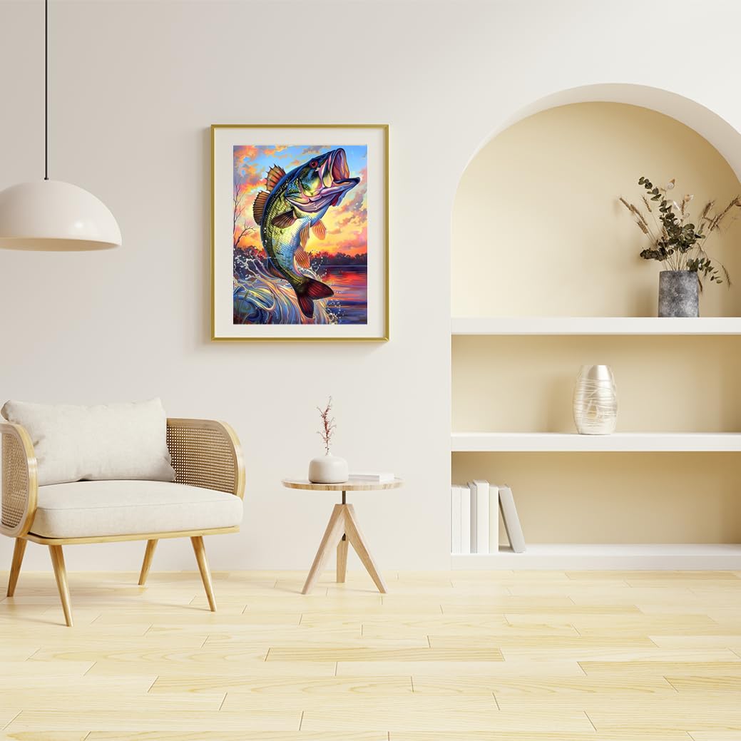 KAYEIUU Diamond Painting Kits for Adults The Fish Out of Water Diamond Art Kits for 5D Fish Gem Art Kits for Adult DIY Crafts Kits for Home Wall Decor Gifts 12x16 inch KAYEIUU