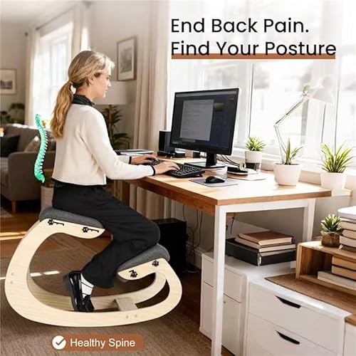 Ultimate Ergonomic Kneeling Chair - Adjustable Seat & Smooth Rocking Base for Active Posture Support, Effectively Relieves Back & Spine Pressure at Home/Office, Sturdy Kneeling Chair Holds 300lbs Drizzlen