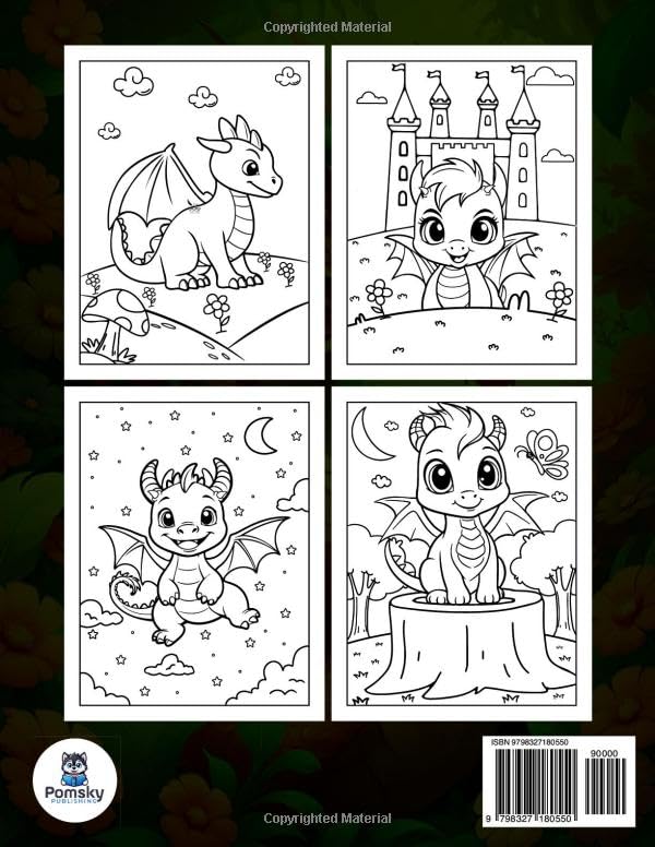 Cute Dragon Coloring Book for Kids and Adults: 50 Fun and Magical Dragon Designs for Creative Expression and Stress Relief WoodArtSupply