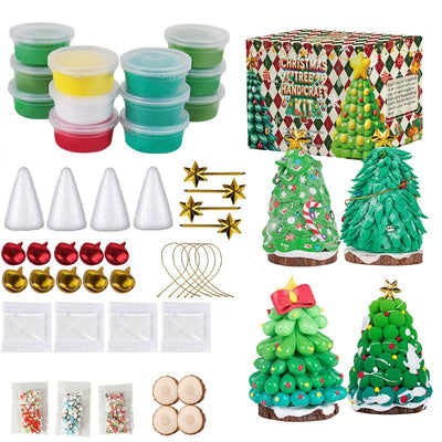 juyght Christmas DIY Craft Kits - Air Dry Clay Craft Set Creative Modeling Kit for Indoor Decor & Handmade Ornaments Gift for Christmas Gifts & Holiday Activities (Christmas Tree)