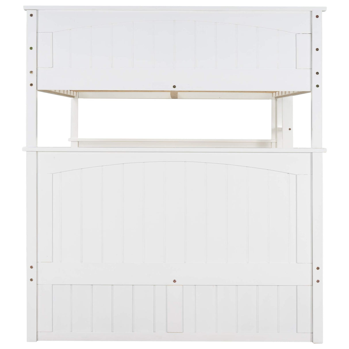 SOFTSEA Wooden Bunk Bed Full Over Full with Trundle for 3, Divided Into Two Separate Full Beds, White SOFTSEA