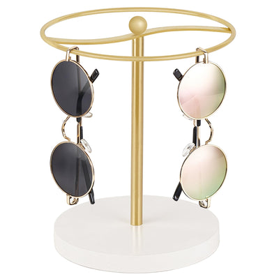 Mkono Sunglasses Organizer Glasses Holder Stand Sunglass Storage Display Eyeglasses Rack for up to 12 Pairs of Eyewear Glasses for Table Dresser Desk Countertop Bedroom, Set of 1, Gold