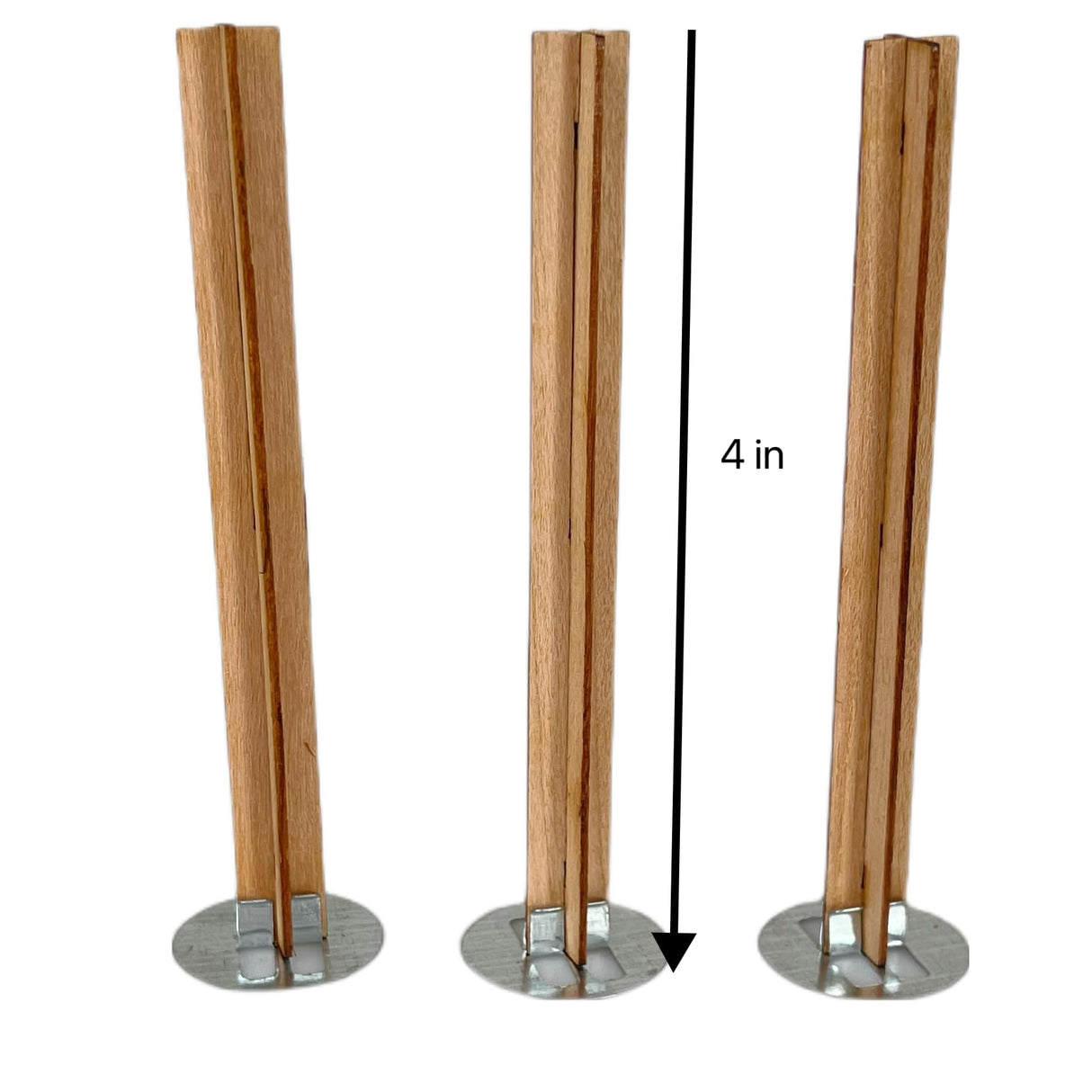 25 Set Wood Candle Wicks Cross Shape 4x0.4inch / 100x10mm, Cross Wooden Wicks w/Iron Stands for Soy Candle Making, Natural Wood Wick Core Handmade Candles Phinicco