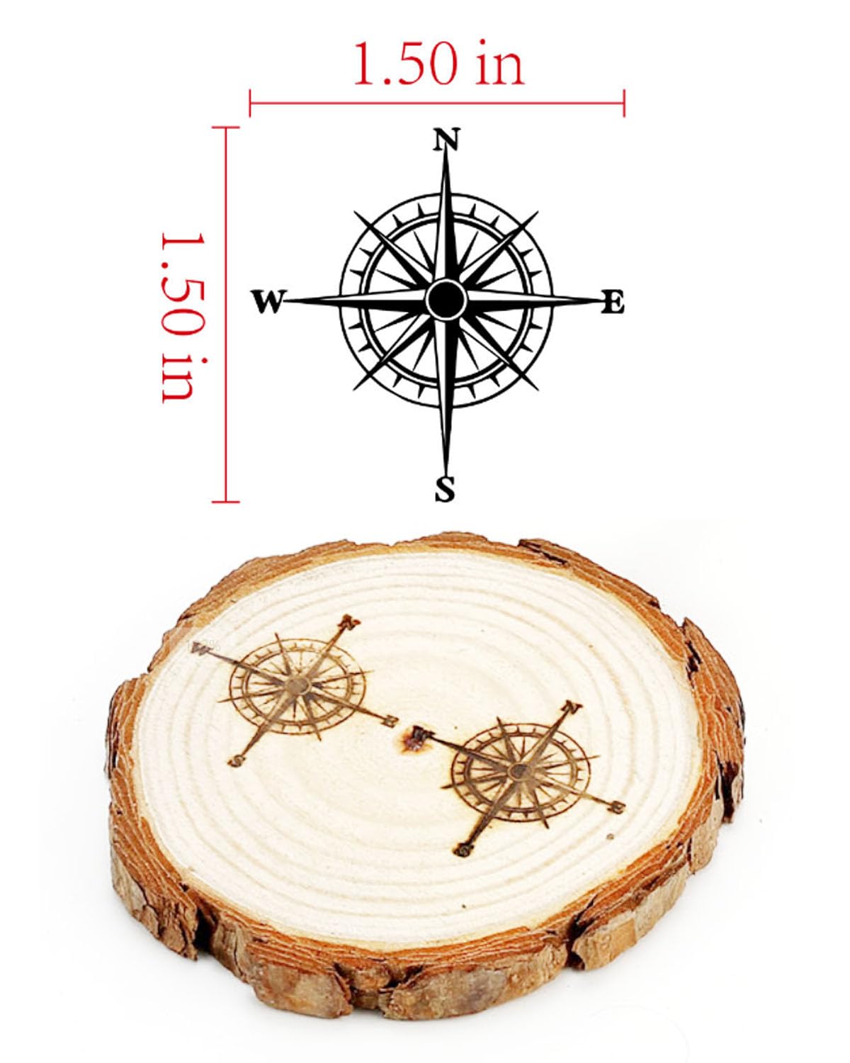 AIMOADO Compass Branding Iron Stamp, 1 1/2" Wood Branding Iron Personalized Logo for Meat, Burger, Wood, Hats with Full Set Tools AIMOADO