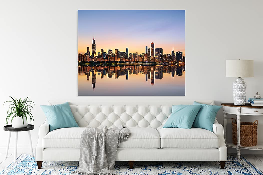 Diamond Painting Adult Painting Kits Chicago Skyline Night Tower City Buildings Home Bedroom Living Room Art Wall Decoration 16"x20" Puzzle art