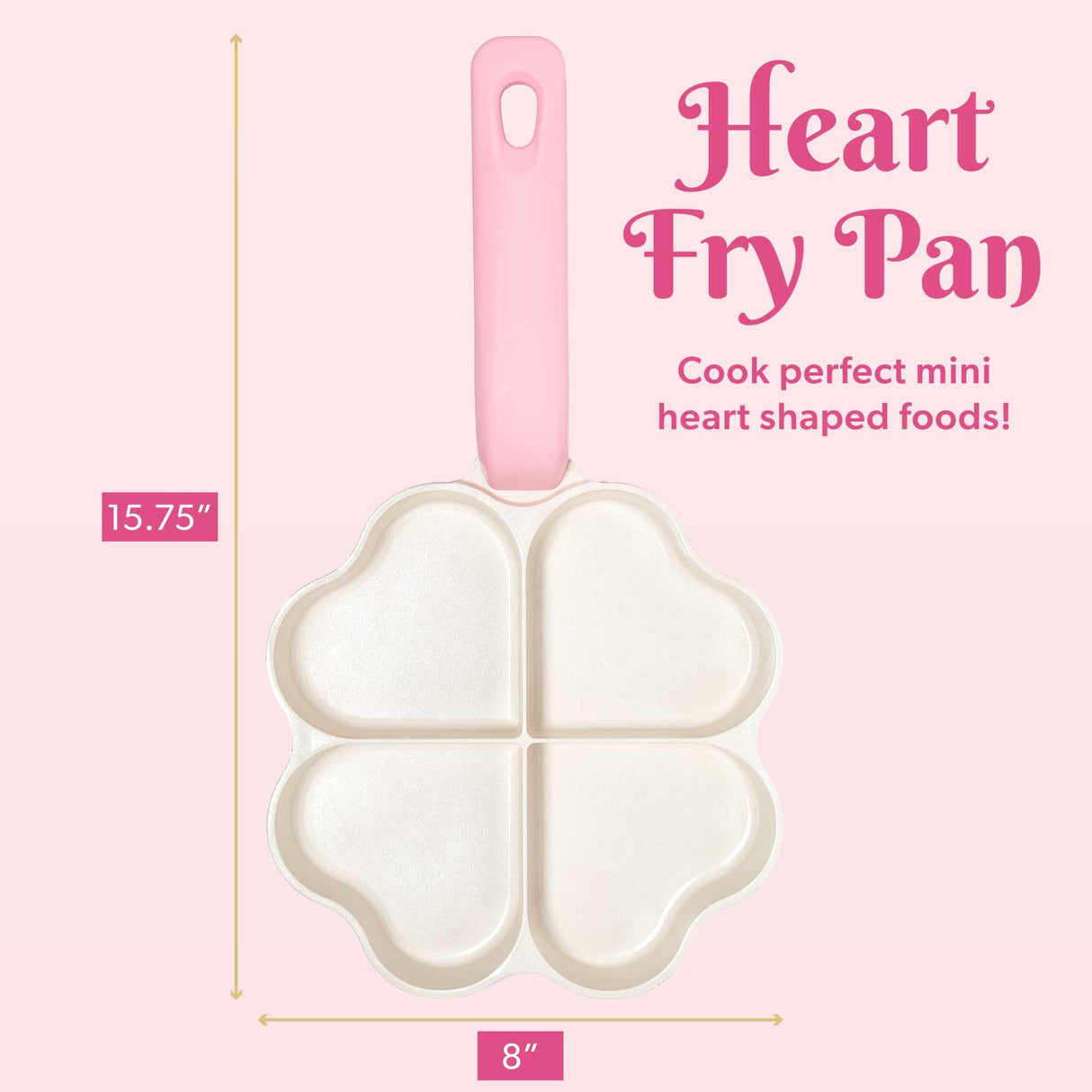 Paris Hilton Heart-Shaped Divided Fry Pan, Ceramic Nonstick Frying Pan with Individual Heart Sections, Dishwasher Safe, 8-Inch, Pink Paris Hilton