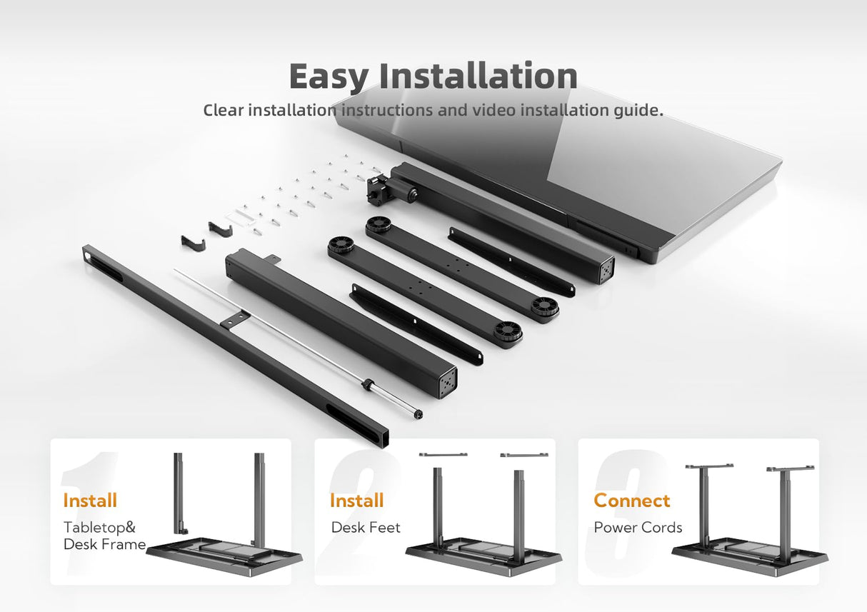 YDN Glass Standing Desk with Drawers, 48 x 24 Inch Electric Stand Up Desk with USB Ports, Adjustable Height Desk for Home Office, Black YDN
