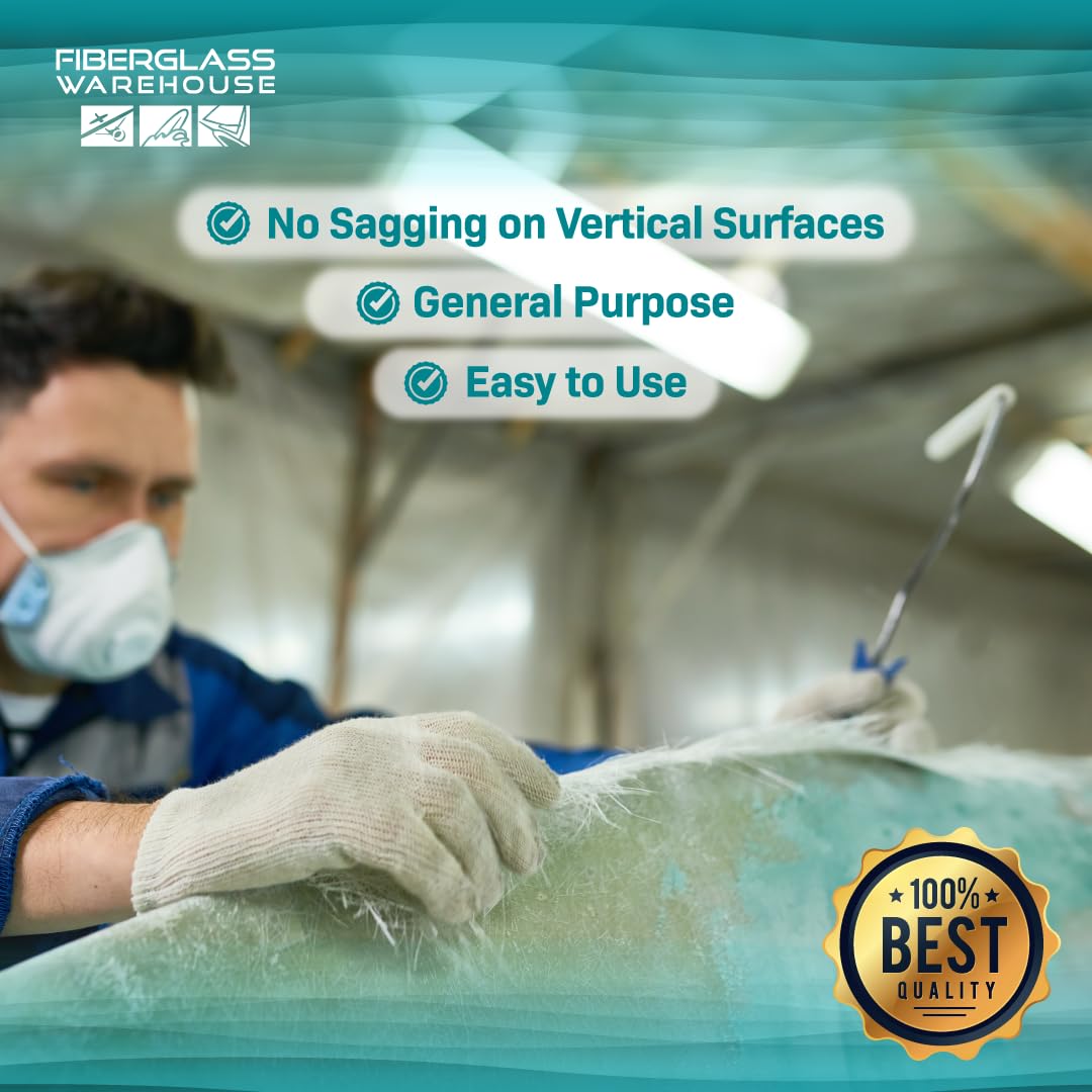 Fiberglass Warehouse Polyester Laminating Resin Kit - Marine Grade Fiberglass Resin - 1 Gallon - Catalyst Included - Fiberglass, Boat Repair, Decks, RV, Auto Fiberglass Warehouse