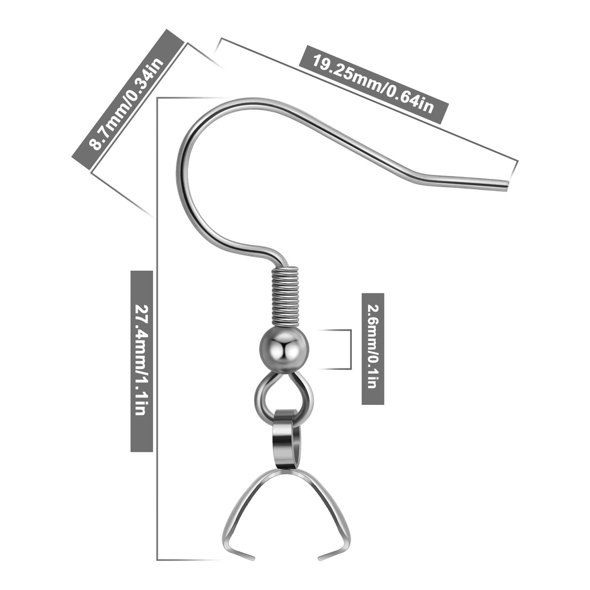 Earring Hooks 50PCS/25Pairs, Stainless Steel Ear Wires Fish Hooks, Hypo-allergenic Jewelry Findings Parts for DIY Jewelry Making MENKEY