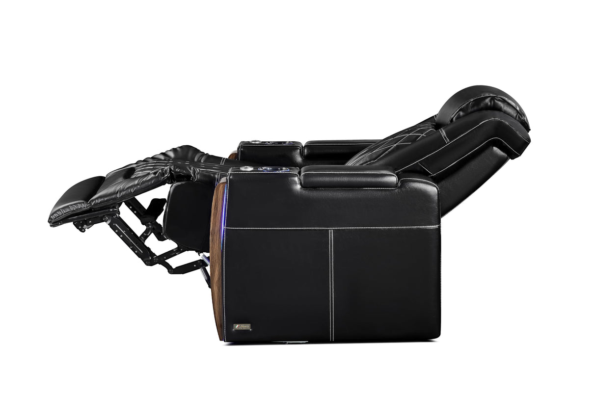 Valencia Tuscany Executive Premier Home Theater Seating with Heat & Massage, Top Grain Italian Nappa 11000 Leather Power Recliner Chair with Headrest & Lumbar Support (Row of 2 Loveseat, Black) VALENCIA THEATER SEATING