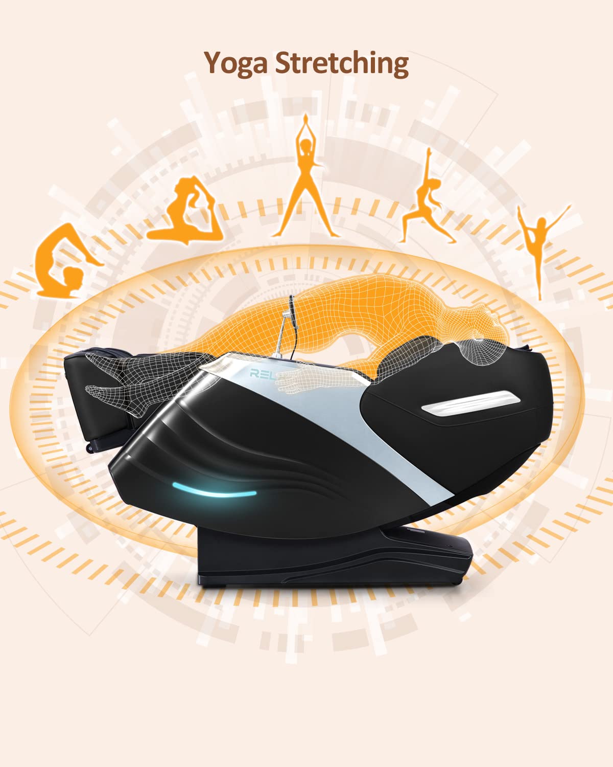 RELX 2026 Massage Chair Full Body, 20 Modes Zero Gravity SL-Track Shiatsu Massage Chair Built-in Heat System, Airbag Massage with Body Scan, Deep Yoga Stretch, Calfrest Extension and AI Control(Black) RELX