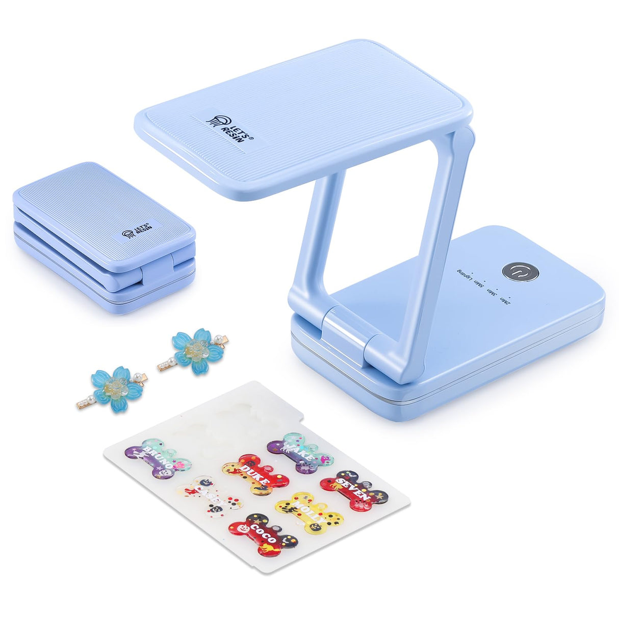 LET'S RESIN Rechargeable UV Light, Foldable&Height Adjustable UV Light for Resin with Large Curing Area, 4H Battery Life 20min Continuous UV Curing Light for Resin Molds, Jewelry Making, DIY Craft LET'S RESIN