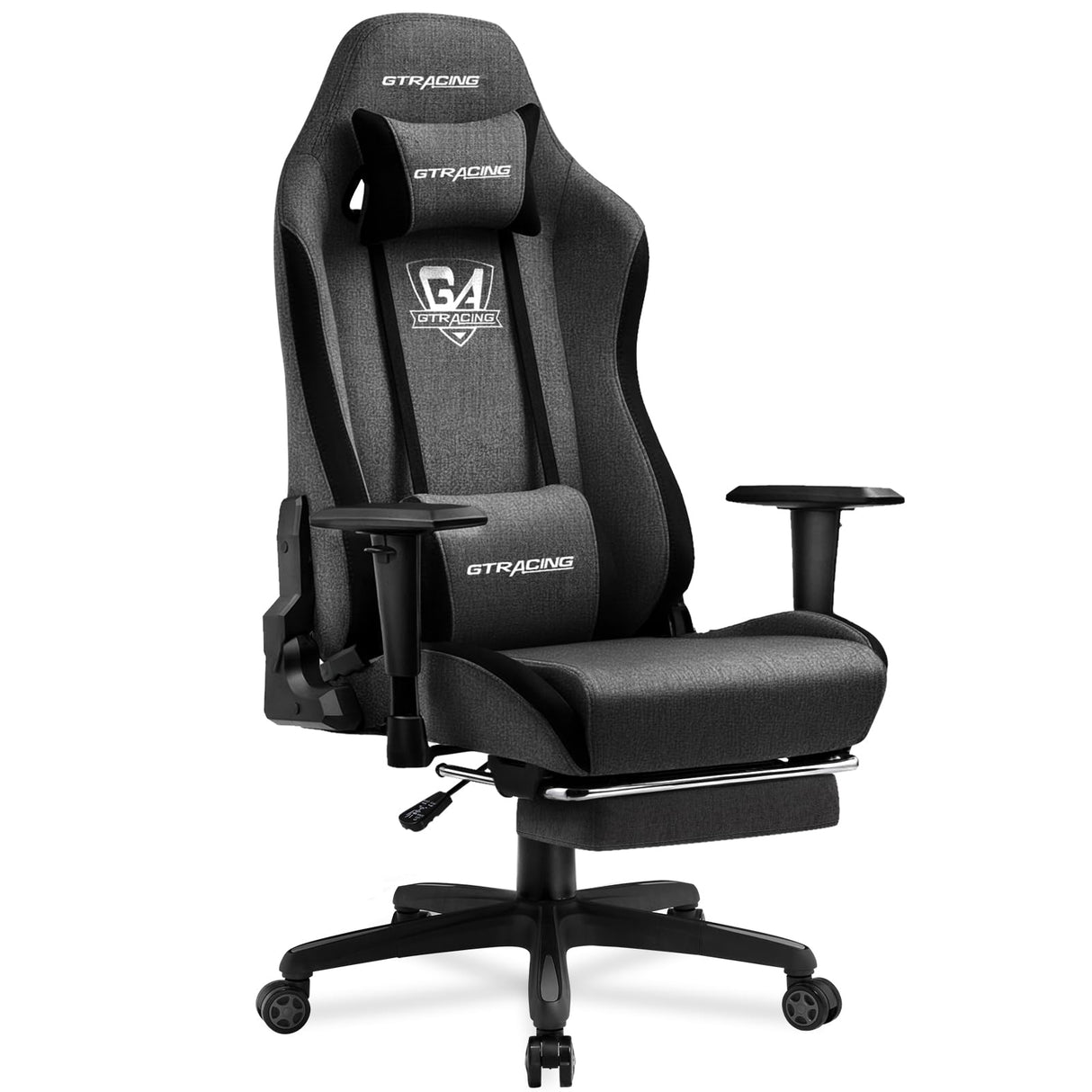 GTRACING Gaming Chair with Footrest, Fabric Breathable Big and Tall Ergonomic Computer Chair 350 lbs with Adjustable Lumbar Support and Recliner, High Back Game Chair for Office Gaming, Darkgray GTRACING