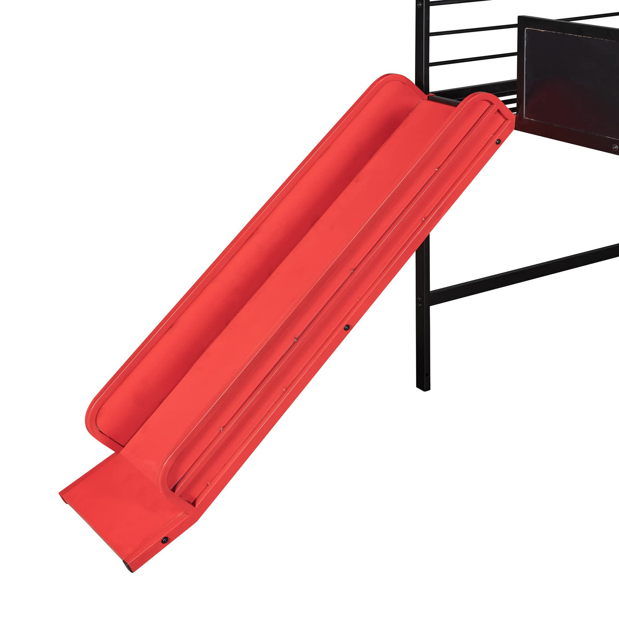 Twin House Loft Bed with Slide and Roof, Metal House Bed with Slide, Modern Style Heavy-Duty Steel Frame Loft Bed with Safety Rail, Built-in Ladder for Bedroom Dorm Boys Girls (Twin Size, Black+Red) Harper & Bright Designs